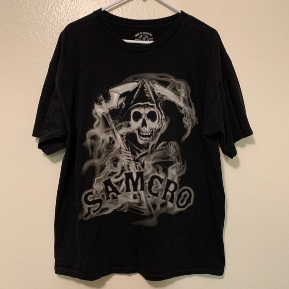 T-shirt uomo Sons Anarchy SAMCRO Distressed Reaper Redwood